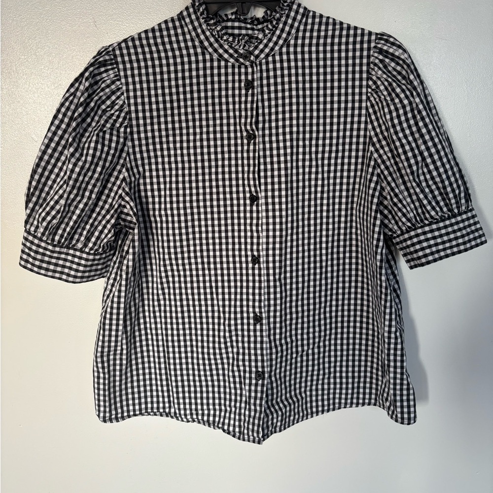 Who What Wear Monochrome Gingham Top
